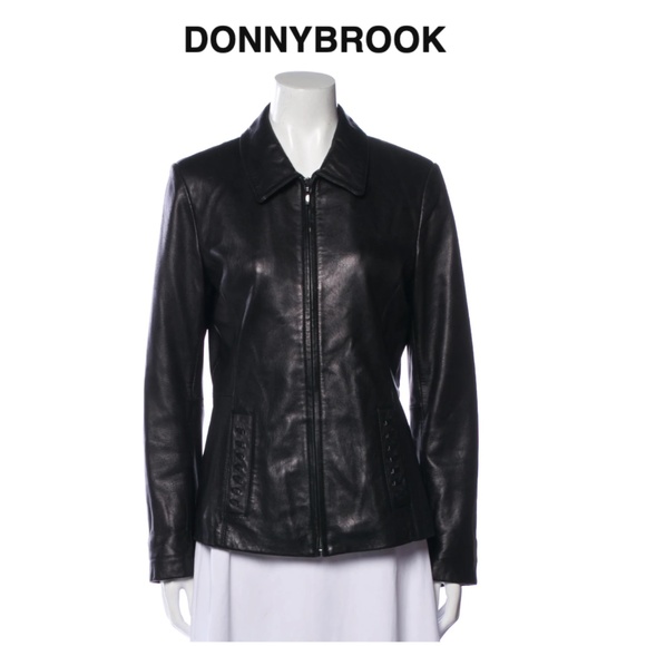 Donnybrook 100% Leather Zipped Black Jacket, Medium NWOT - Picture 1 of 6